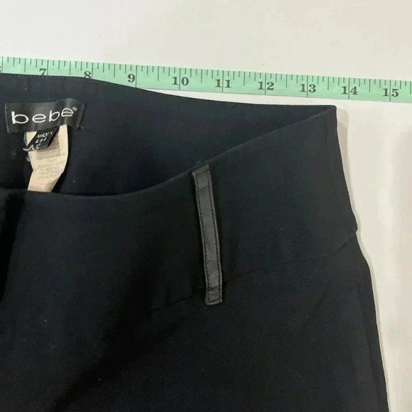 Vtg Y2K Bebe Womens 10 Viscose Nylon Dress Pants Zip Cuff Faux Leather Career - Picture 6 of 8